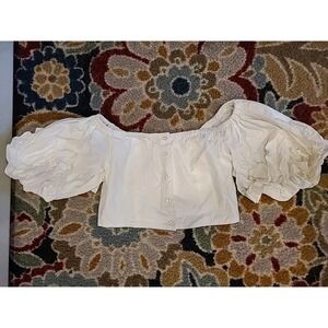 Fashion Nova puff love ruffled Crop top size large white